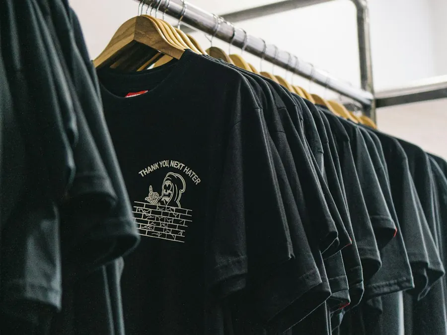 Clean, orderly garment storage reflecting Zareen International's health and safety practices